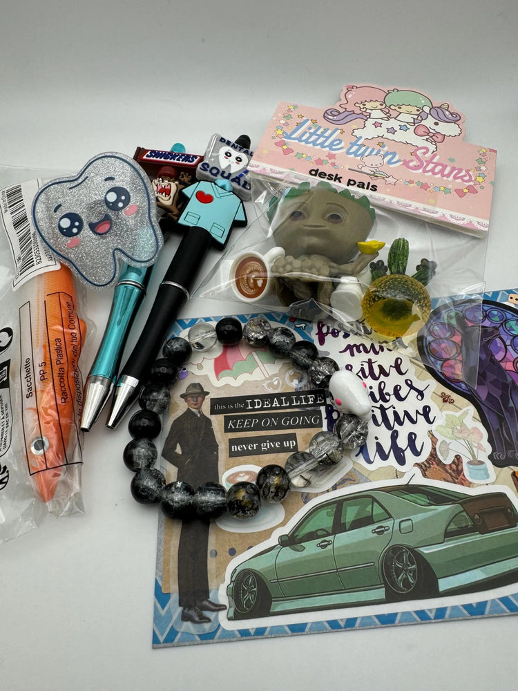 Curated Desk Essentials Box: Resin Crafts, Shoe Charms, Earrings - Kids Gift Set - Pip & Purlie