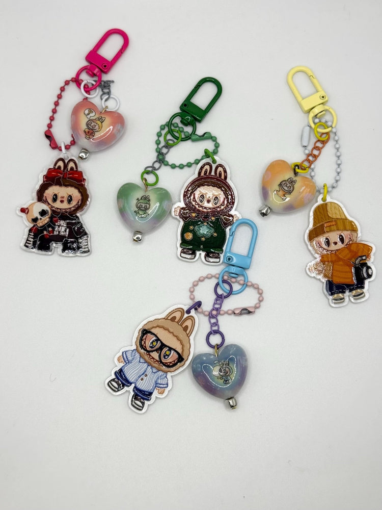 Monster Keychain with Heart Bead Accent - Pip & Purlie