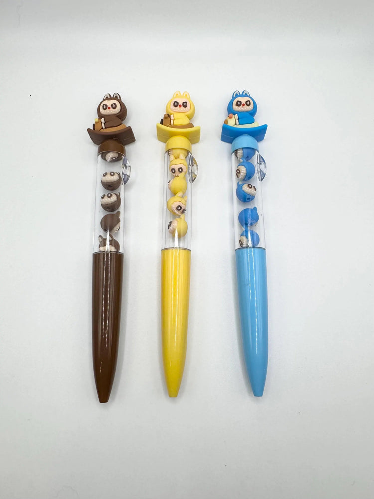 Monster Shaker Pen: Kawaii Mini Monster Heads, Black Ink - Pip & Purlie