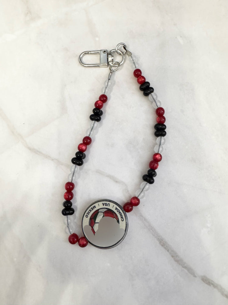 Soccer Phone Charm | Beaded Bag Charm | Sports Wristlet | Handmade Soccer Accessory - Pip & Purlie