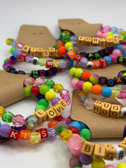 Valentine's Beaded Bracelet Set: Kids Friendship Jewelry - Pip & Purlie
