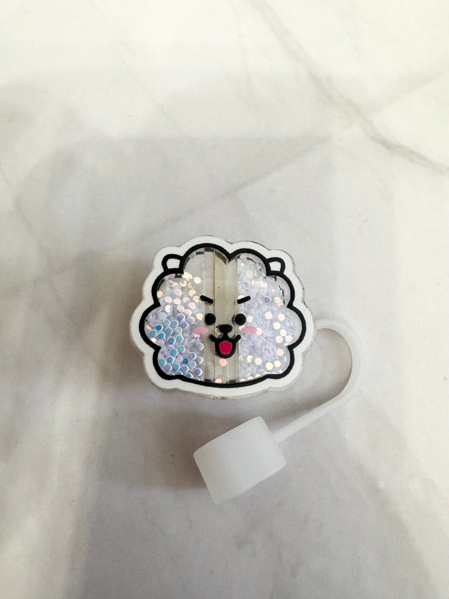 Army K-Pop Character Straw Covers | Reusable Silicone Drink Toppers - Pip & Purlie