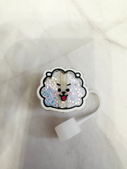 Army K-Pop Character Straw Covers | Reusable Silicone Drink Toppers - Pip & Purlie