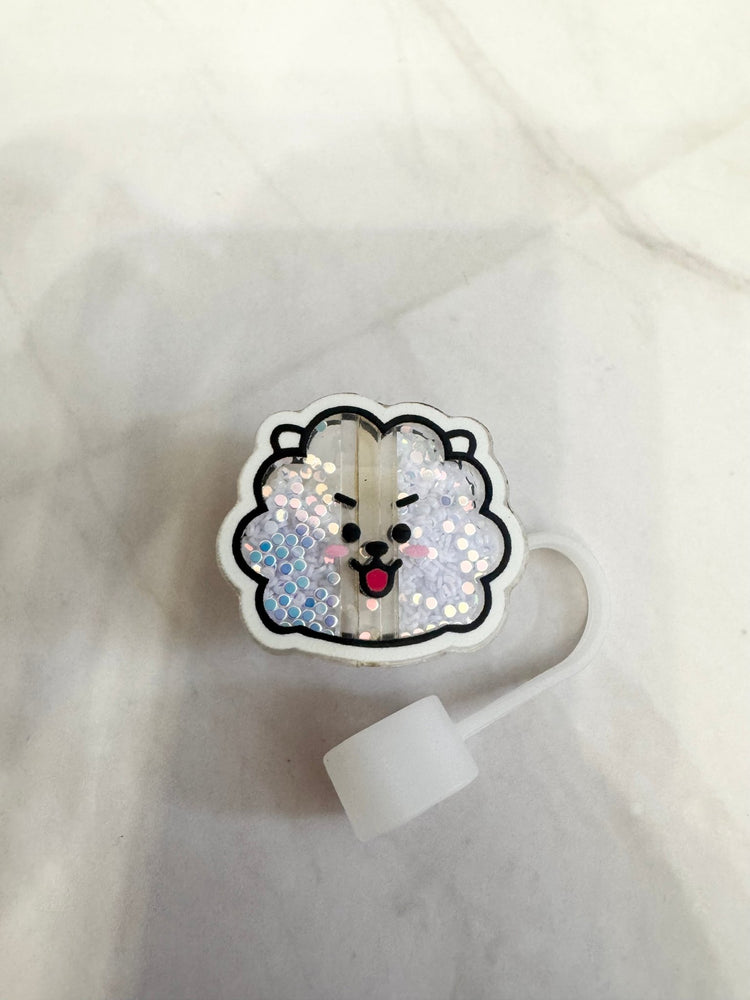 Army K-Pop Character Straw Covers | Reusable Silicone Drink Toppers - Pip & Purlie