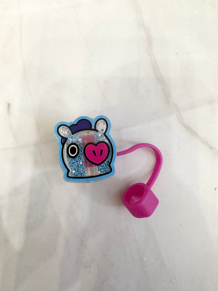 Army K-Pop Character Straw Covers | Reusable Silicone Drink Toppers - Pip & Purlie
