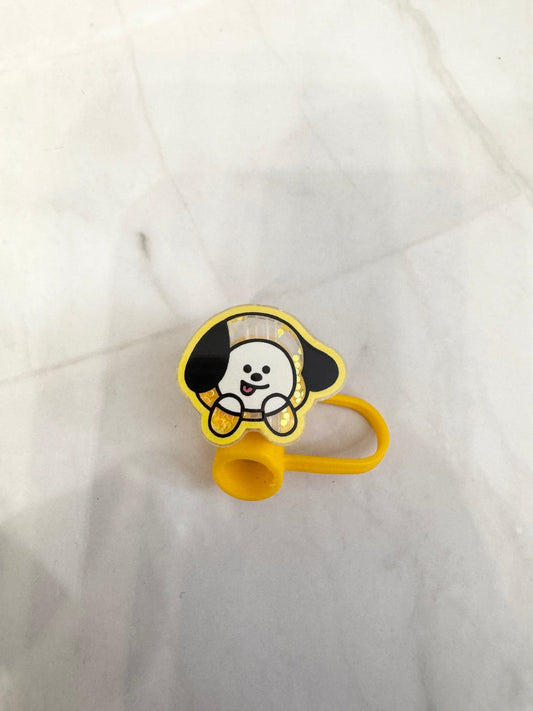 Army K-Pop Character Straw Covers | Reusable Silicone Drink Toppers - Pip & Purlie