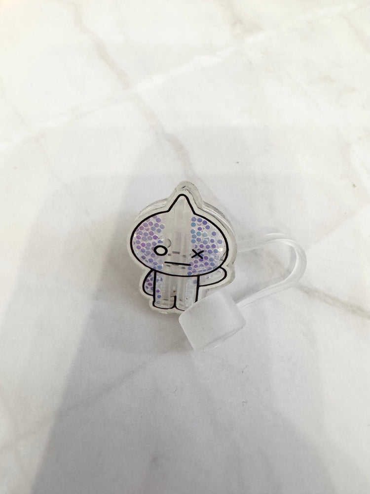Army K-Pop Character Straw Covers | Reusable Silicone Drink Toppers - Pip & Purlie