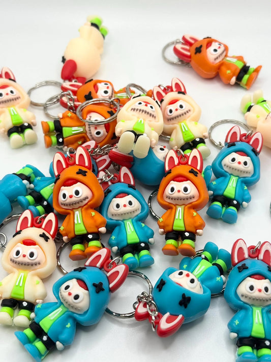 Bunny Ears Monster Keychain: Kawaii Key Ring - Pip & Purlie