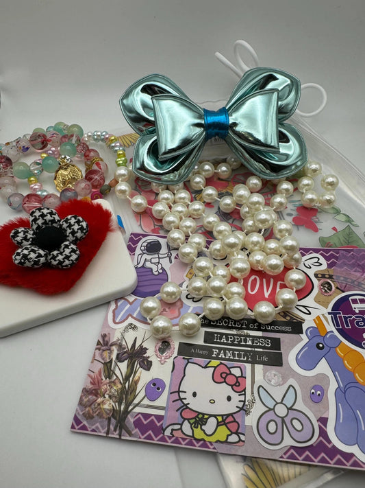 Curated Desk Essentials Box: Resin Crafts, Shoe Charms, Earrings - Kids Gift Set - Pip & Purlie