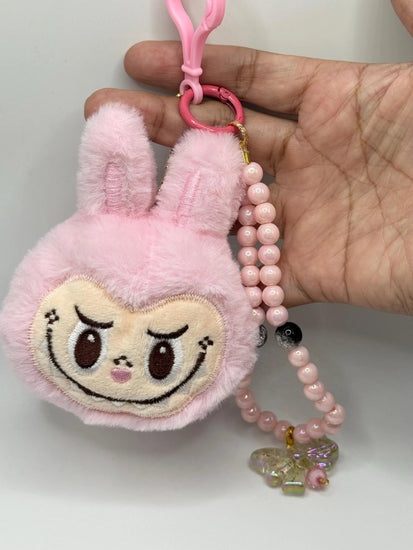 Cute Monster Head Bag Charm Plush – Soft 4” Keychain Accessory - Pip & Purlie