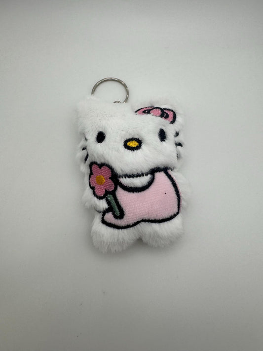 Full Body Kitty Plush Keychain - Handmade Pink Cat Charm - Pip & Purlie