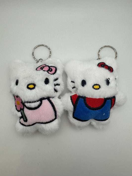 Full Body Kitty Plush Keychain - Handmade Pink Cat Charm - Pip & Purlie