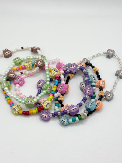 Monster Clay Bead Stretchy Bracelet: Playful Kawaii Style - Pip & Purlie