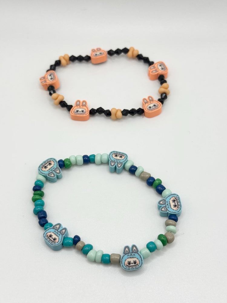 Monster Clay Bead Stretchy Bracelet: Playful Kawaii Style - Pip & Purlie