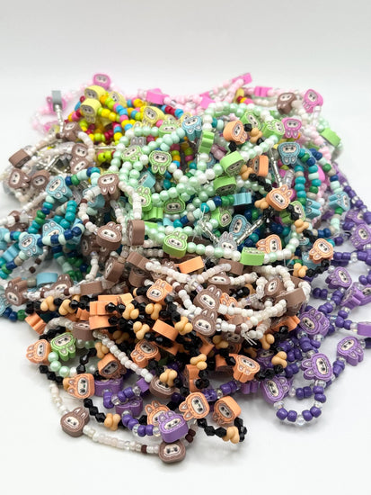 Monster Clay Bead Stretchy Bracelet: Playful Kawaii Style - Pip & Purlie