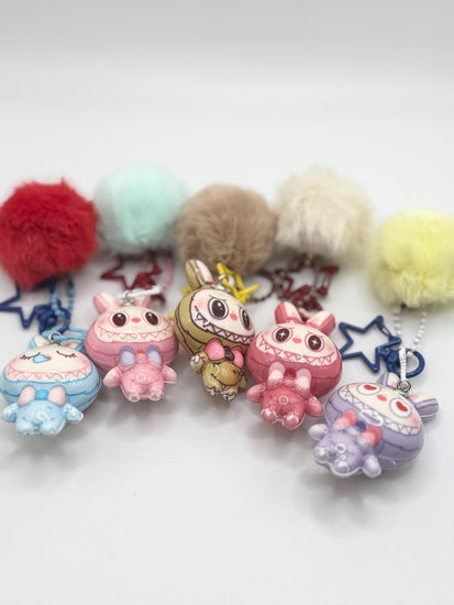 Monster Keychain with Light: Kawaii Key Ring - Pip & Purlie