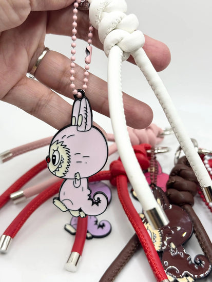 Monster Metal Side Full Body Bag Charm – Faux Leather Cord Accessory - Pip & Purlie