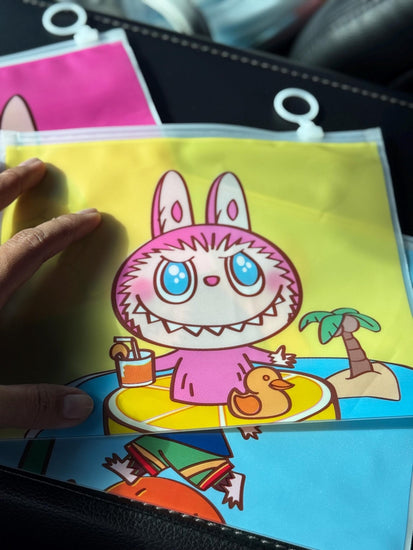 Monster Zip Bag 5x7 | Bright Print Front & Clear Back Pouch - Pip & Purlie