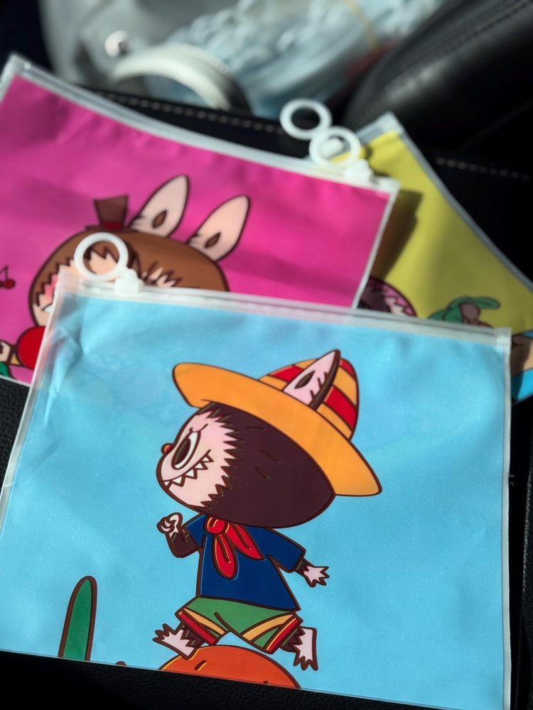 Monster Zip Bag 5x7 | Bright Print Front & Clear Back Pouch - Pip & Purlie