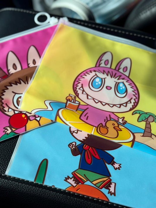 Monster Zip Bag 5x7 | Bright Print Front & Clear Back Pouch - Pip & Purlie