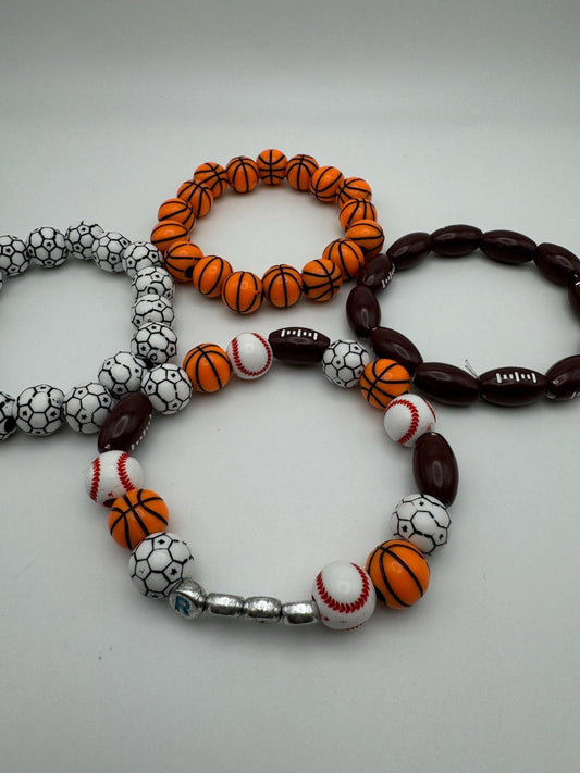 Personalized Sports Beads Bracelet - Choose Baseball, Football, Soccer, or Mixed Sports Theme! - Pip & Purlie