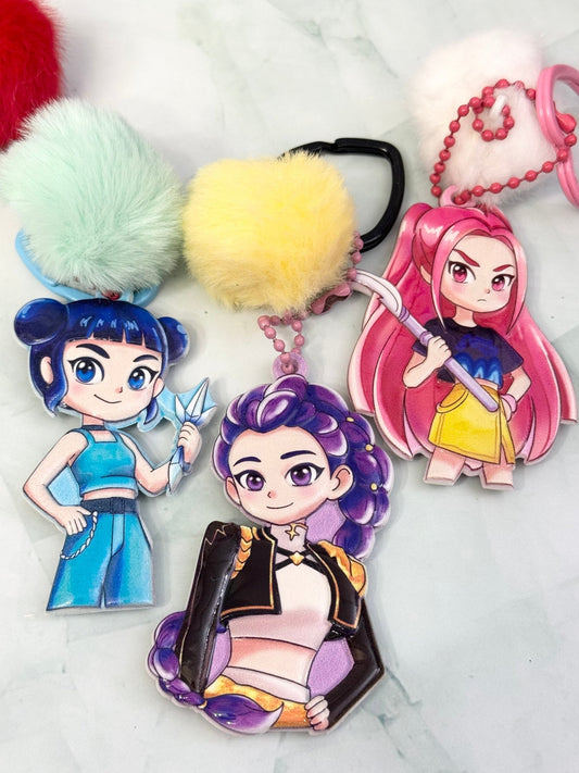 Pop Star Guardian Ceramic Keychain with Soft Pom - Pom - Pip & Purlie