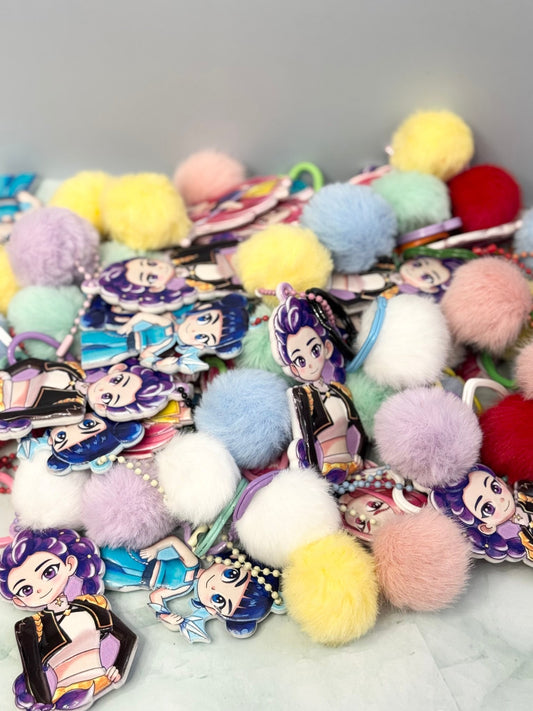 Pop Star Guardian Ceramic Keychain with Soft Pom - Pom - Pip & Purlie