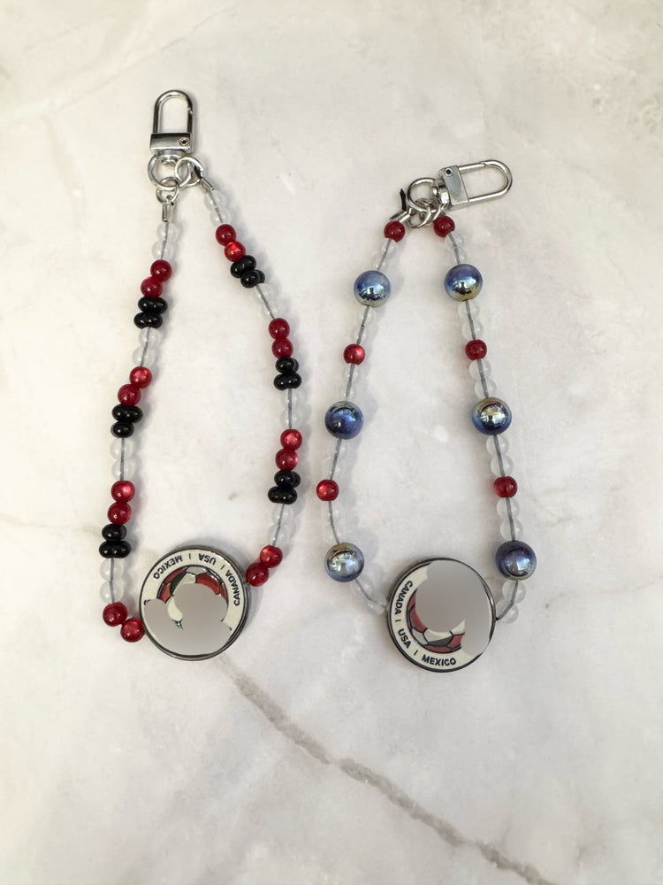 Soccer Phone Charm | Beaded Bag Charm | Sports Wristlet | Handmade Soccer Accessory - Pip & Purlie