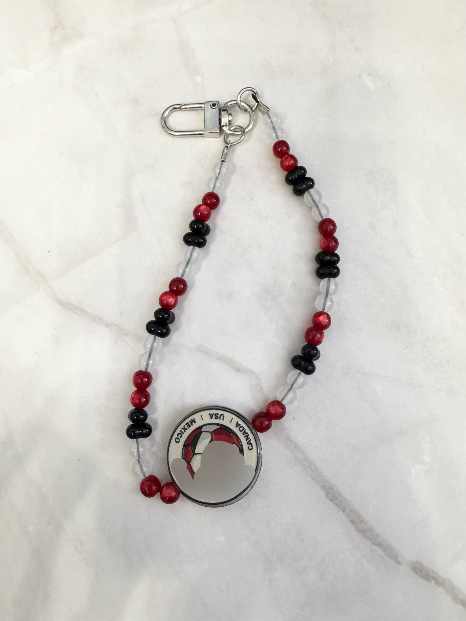 Soccer Phone Charm | Beaded Bag Charm | Sports Wristlet | Handmade Soccer Accessory - Pip & Purlie