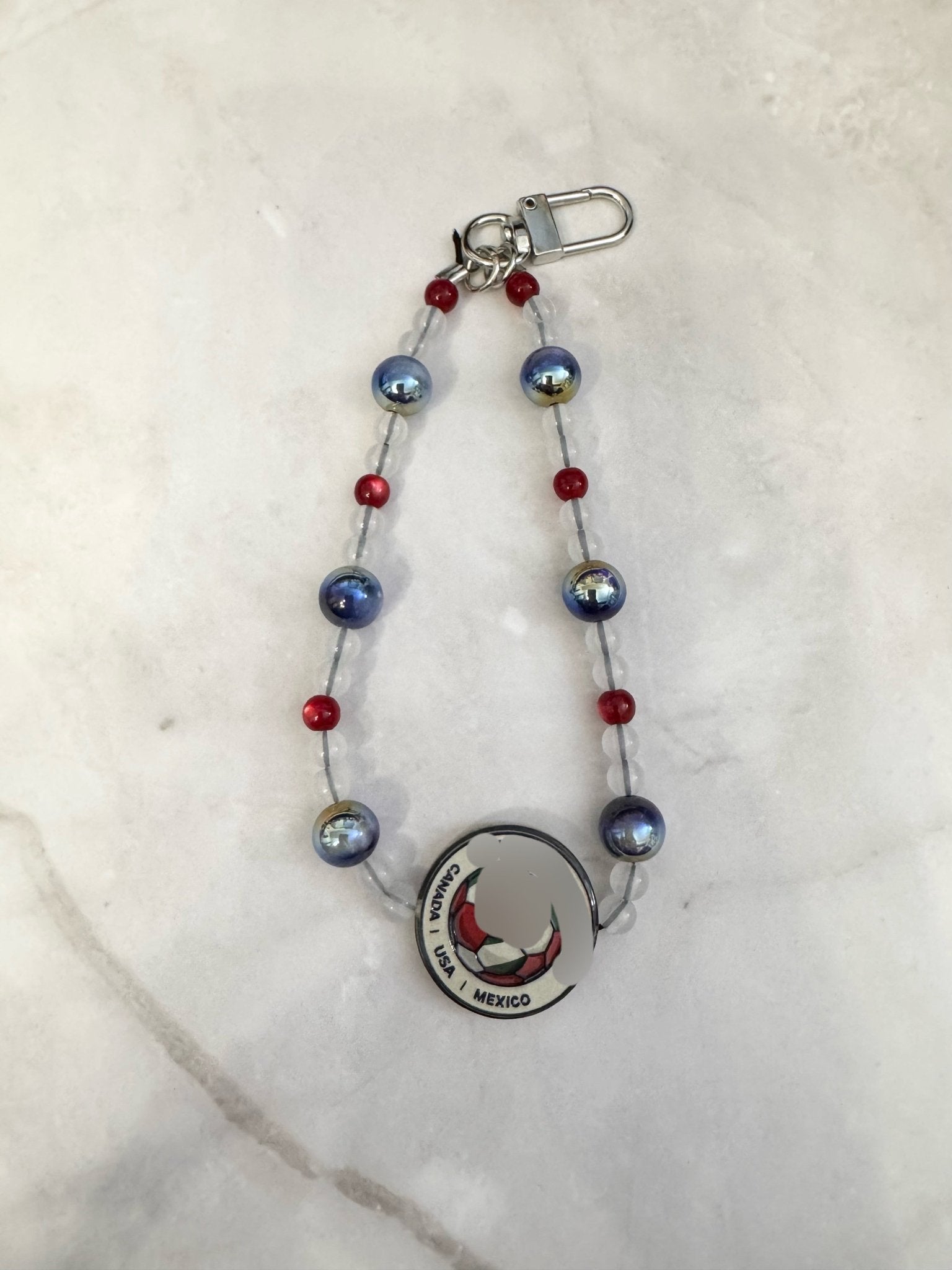 Soccer Phone Charm | Beaded Bag Charm | Sports Wristlet | Handmade Soccer Accessory - Pip & Purlie