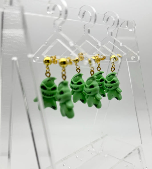 Spooky Burlap Monster Earrings: Whimsical Halloween Jewelry - Pip & Purlie