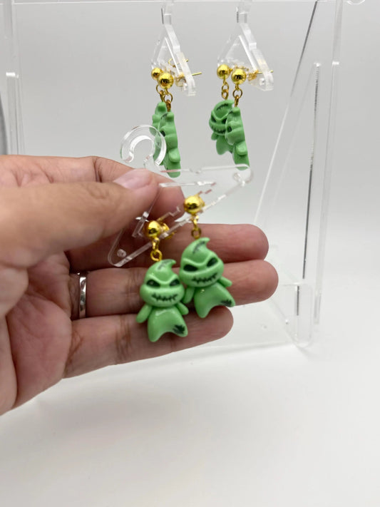 Spooky Burlap Monster Earrings: Whimsical Halloween Jewelry - Pip & Purlie