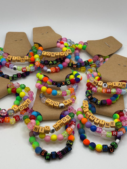 Valentine's Beaded Bracelet Set: Kids Friendship Jewelry - Pip & Purlie